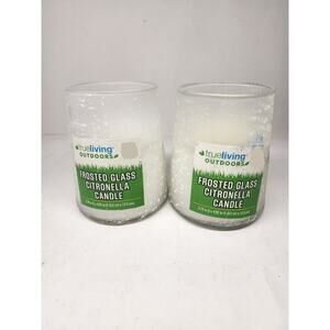 True Living Frosted Glass Citronella Candle